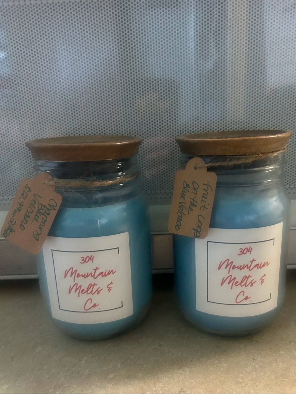 Blue Scented Jar Candle with Wooden Lid